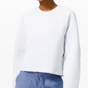 Lululemon airwrap crewneck in alpine white (almost like a light blue).